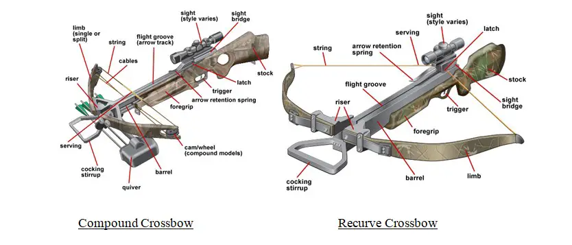 Parts of a Compound bow and Recurve bow