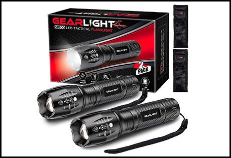 GearLight LED Tactical Flashlight S1000 -2 pack