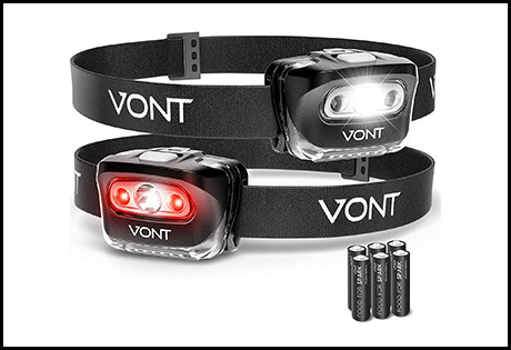 Vont 'Spark' LED Headlamp Flashlight (2 PACK) Super Bright Head Lamp Gear