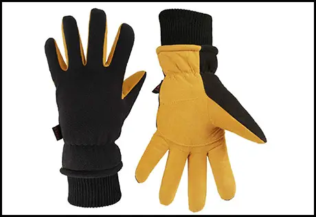 OZERO Gloves Deerskin Suede Leather Palm with Big Patch
